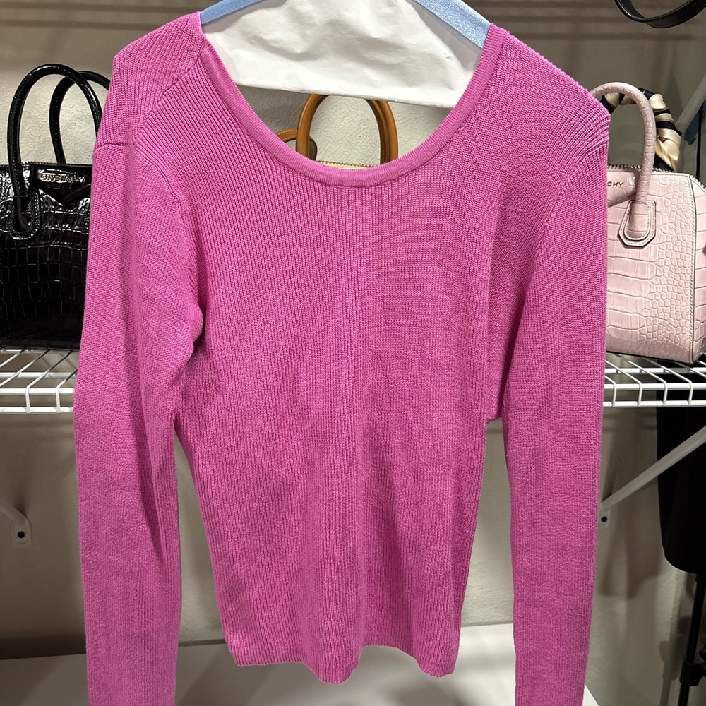 Pink Ribbed Long Sleeve Sweater